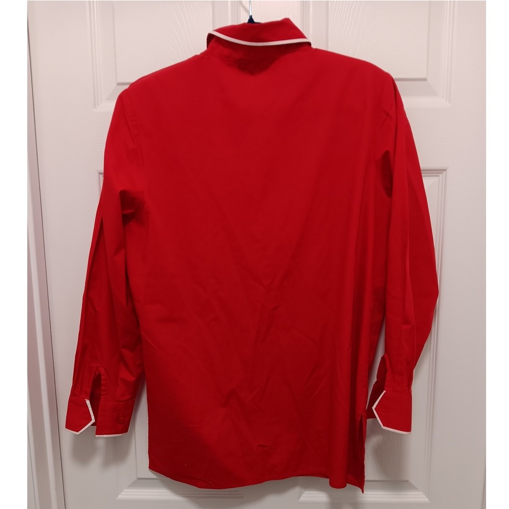 Bob Mackie Wearable Art Womens Red Western Embroidered Bow Button Up Shirt S - Picture 9 of 9